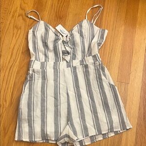 NWT Gray and White Striped Romper